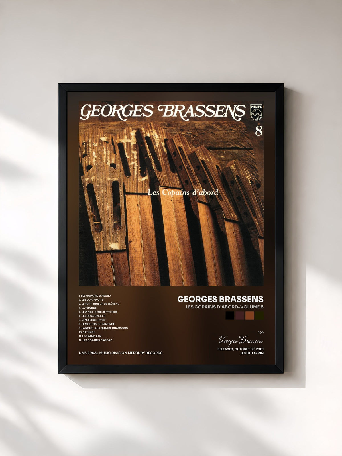 #noir Les Copains D'Abord-Volume 8 di Georges Brassens in stampa incorniciata, cornice nera, stampata e incorniciata in Francia