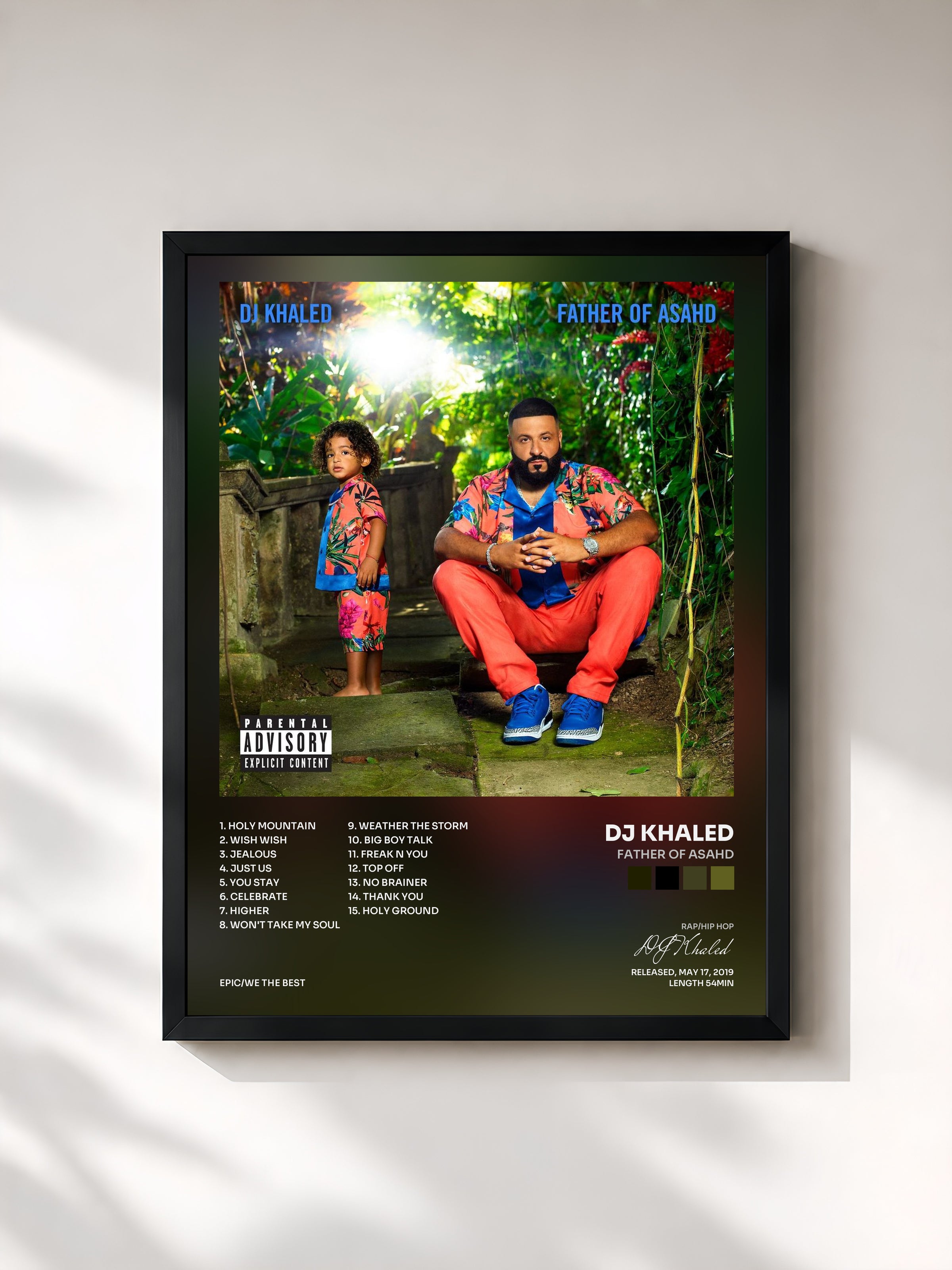 #noir Father Of Asahd by DJ Khaled as a framed art print, black frame, printed and framed in France