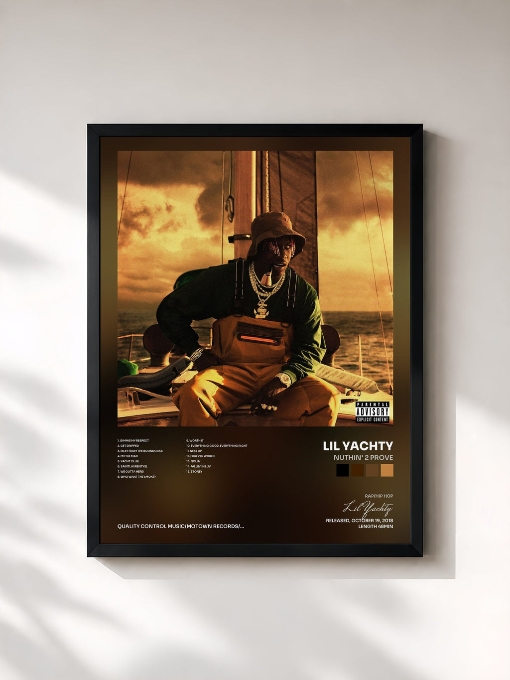 #noir Tableau de l'album Nuthin' 2 Prove de Lil Yachty, cadre noir, imprimé et encadré en France