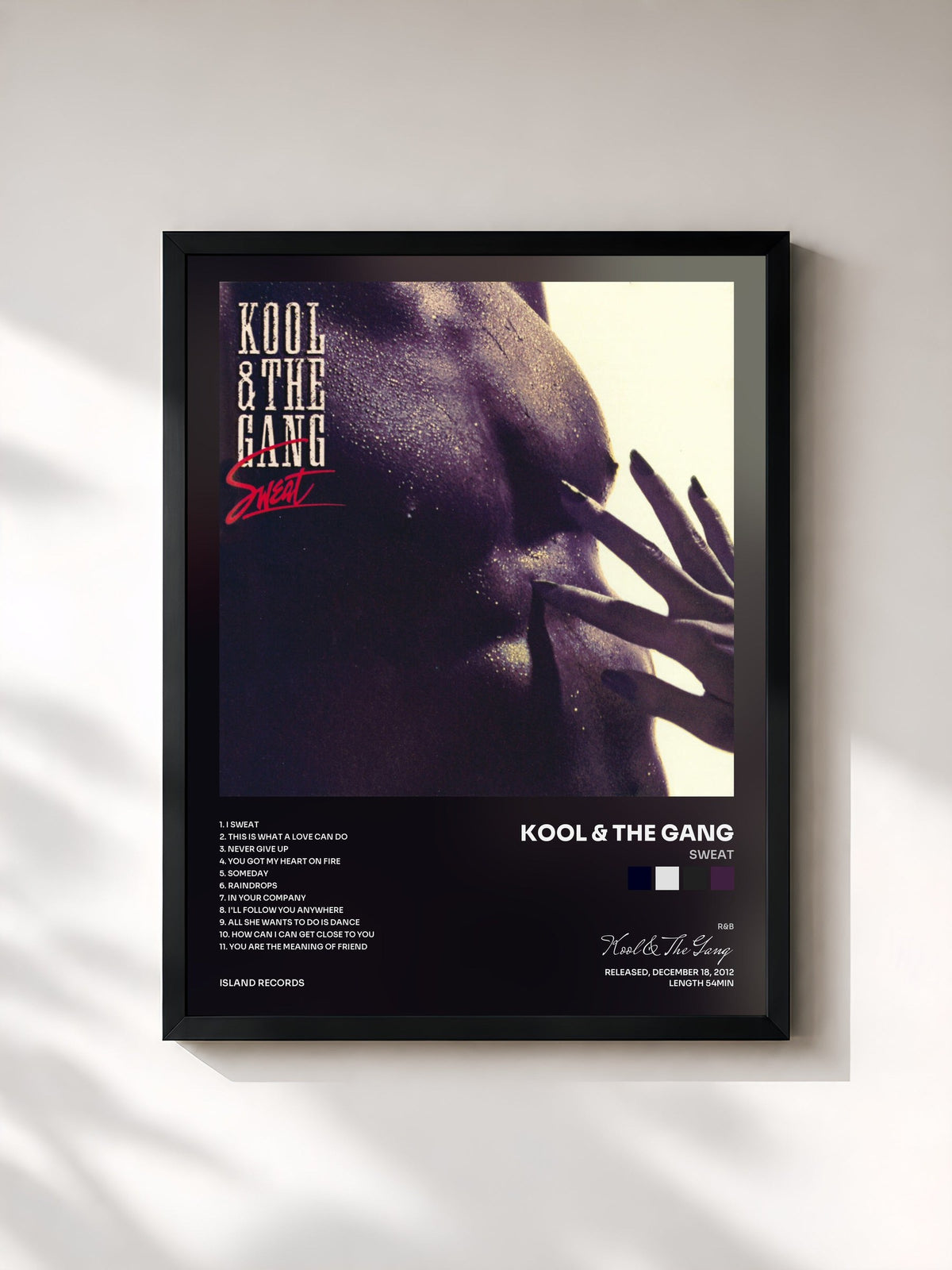 #noir Sweat von Kool & The Gang als gerahmter Kunstdruck, schwarzer Rahmen, gedruckt und gerahmt in Frankreich