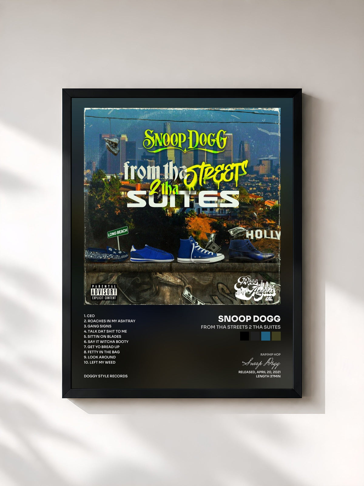 #noir Tableau de l'album From Tha Streets 2 Tha Suites de Snoop Dogg, cadre noir, imprimé et encadré en France