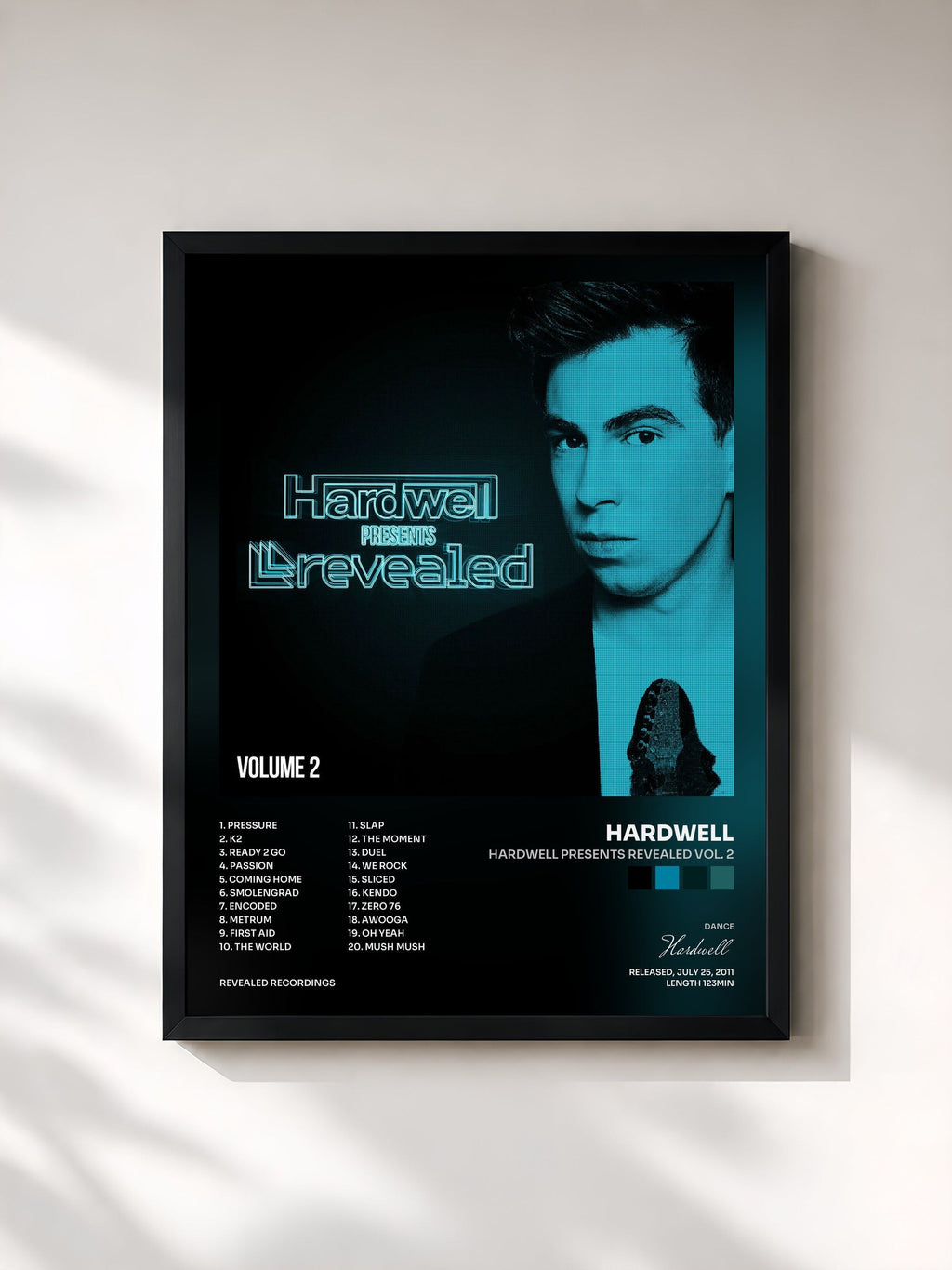 #noir Tableau de l'album Hardwell Presents Revealed Vol. 2 de Hardwell, cadre noir, imprimé et encadré en France