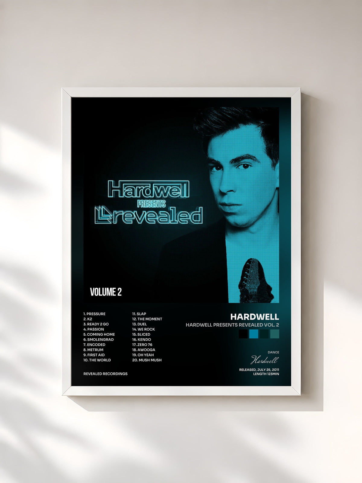 #blanc Tableau de l'album Hardwell Presents Revealed Vol. 2 de Hardwell, cadre blanc, imprimé et encadré en France