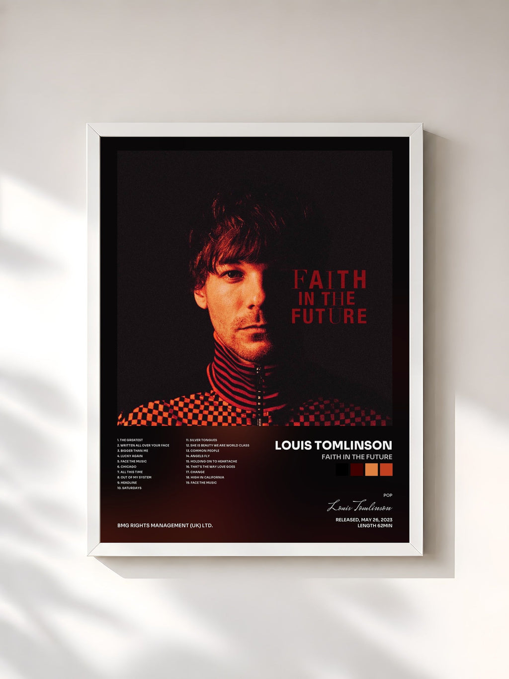 #blanc Faith In The Future di Louis Tomlinson in stampa incorniciata, cornice bianca, stampata e incorniciata in Francia