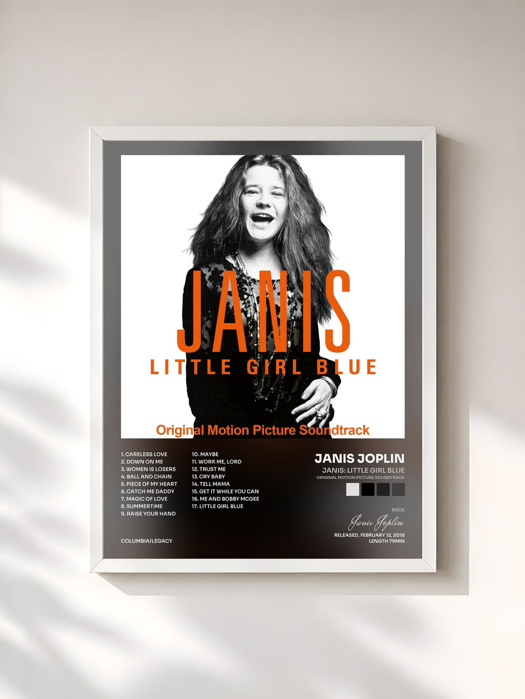 #blanc Janis: Little Girl Blue (Original Motion Picture Soundtrack) von Janis Joplin als gerahmter Kunstdruck, weißer Rahmen, gedruckt und gerahmt in Frankreich