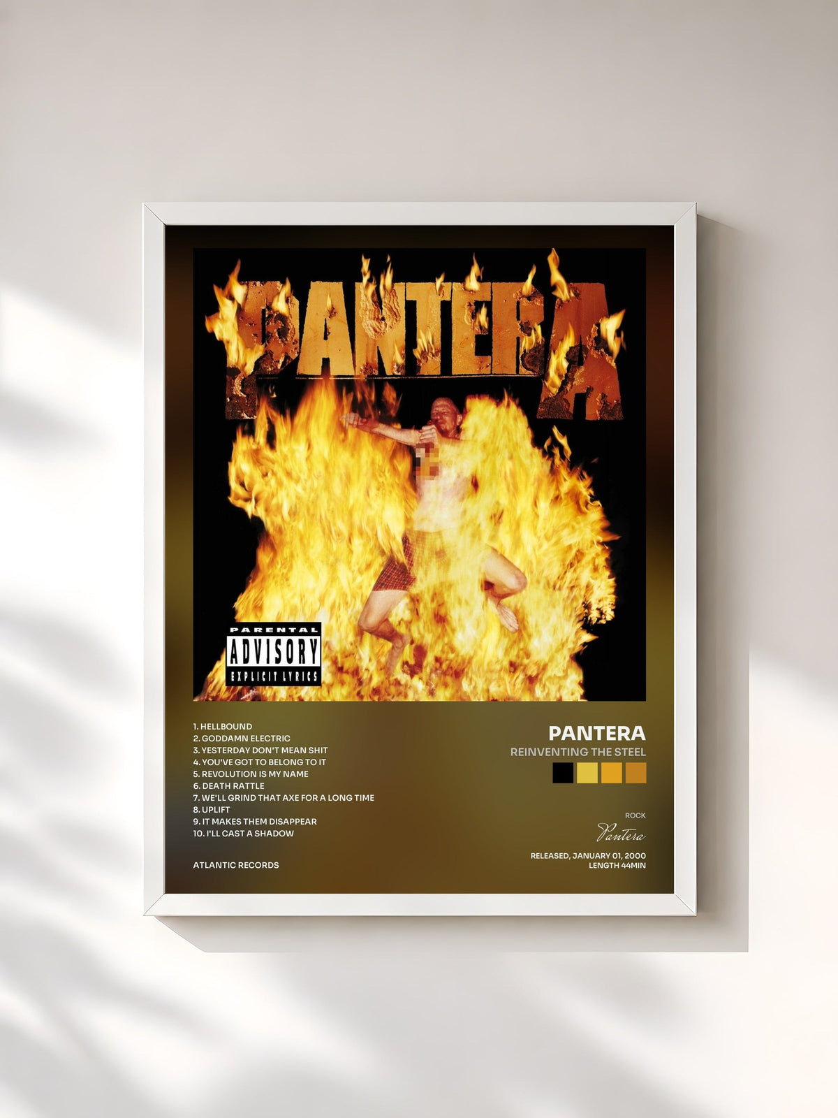 #blanc Tableau de l'album Reinventing the Steel de Pantera, cadre blanc, imprimé et encadré en France
