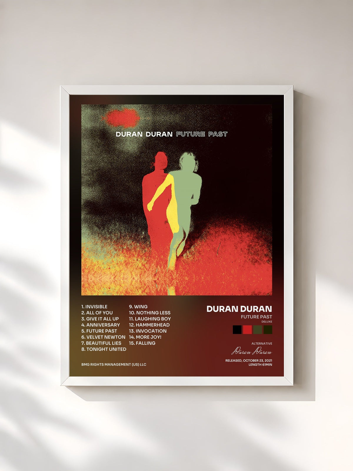 #blanc Tableau de l'album FUTURE PAST (Deluxe) de Duran Duran, cadre blanc, imprimé et encadré en France