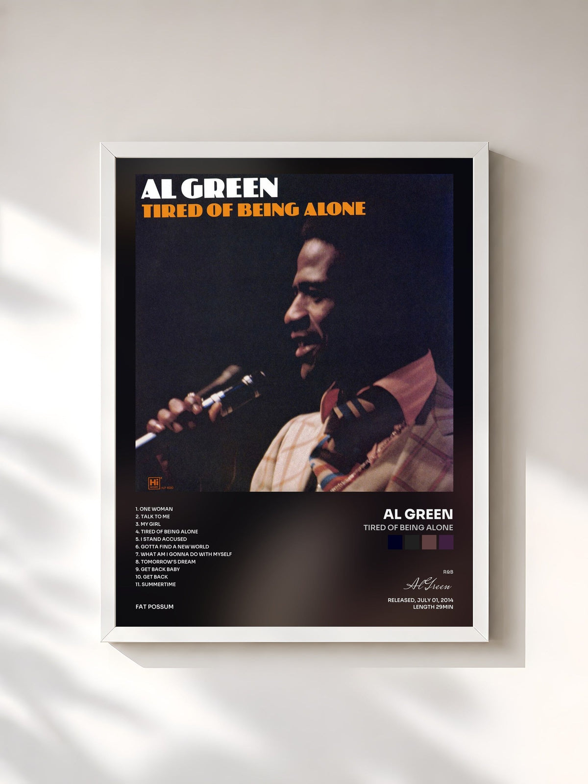 #blanc Tired of Being Alone von Al Green als gerahmter Kunstdruck, weißer Rahmen, gedruckt und gerahmt in Frankreich