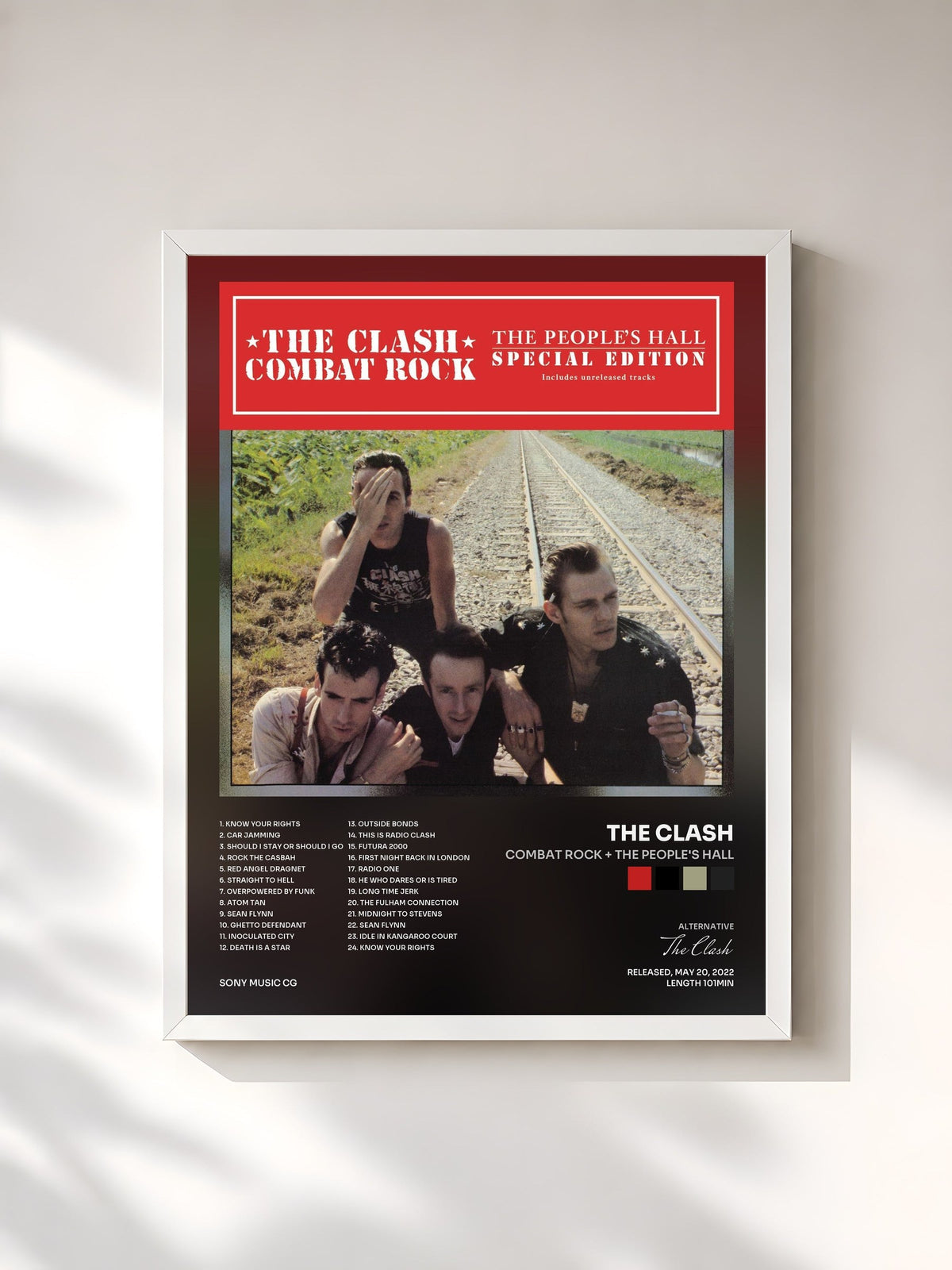 #blanc Combat Rock + The People's Hall di The Clash in stampa incorniciata, cornice bianca, stampata e incorniciata in Francia