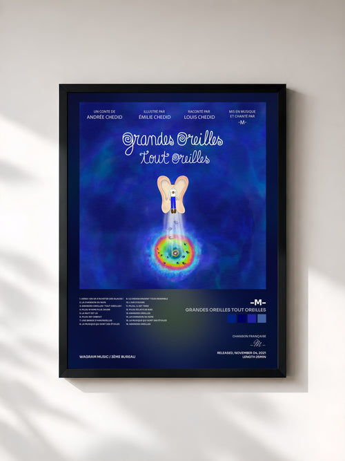 #noir Grandes Oreilles Tout Oreilles by -M- as a framed art print, black frame, printed and framed in France