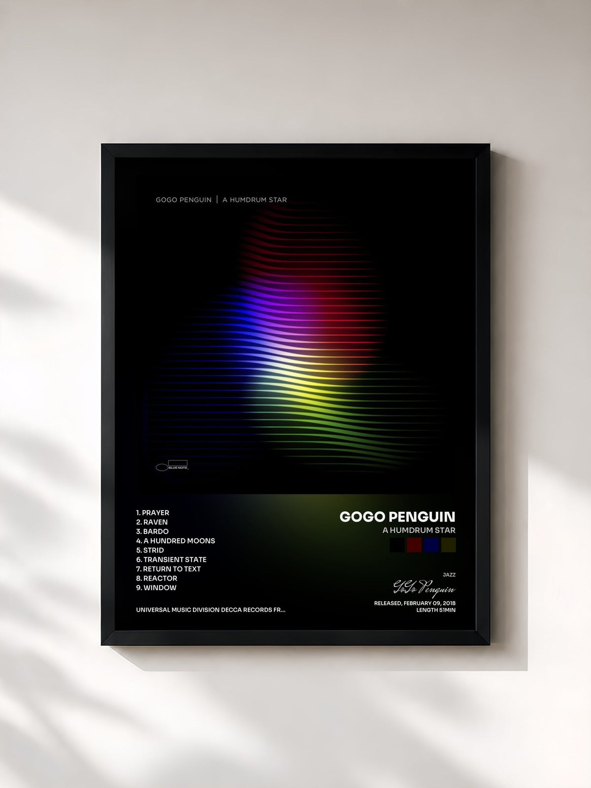 #noir A Humdrum Star di GoGo Penguin in stampa incorniciata, cornice nera, stampata e incorniciata in Francia