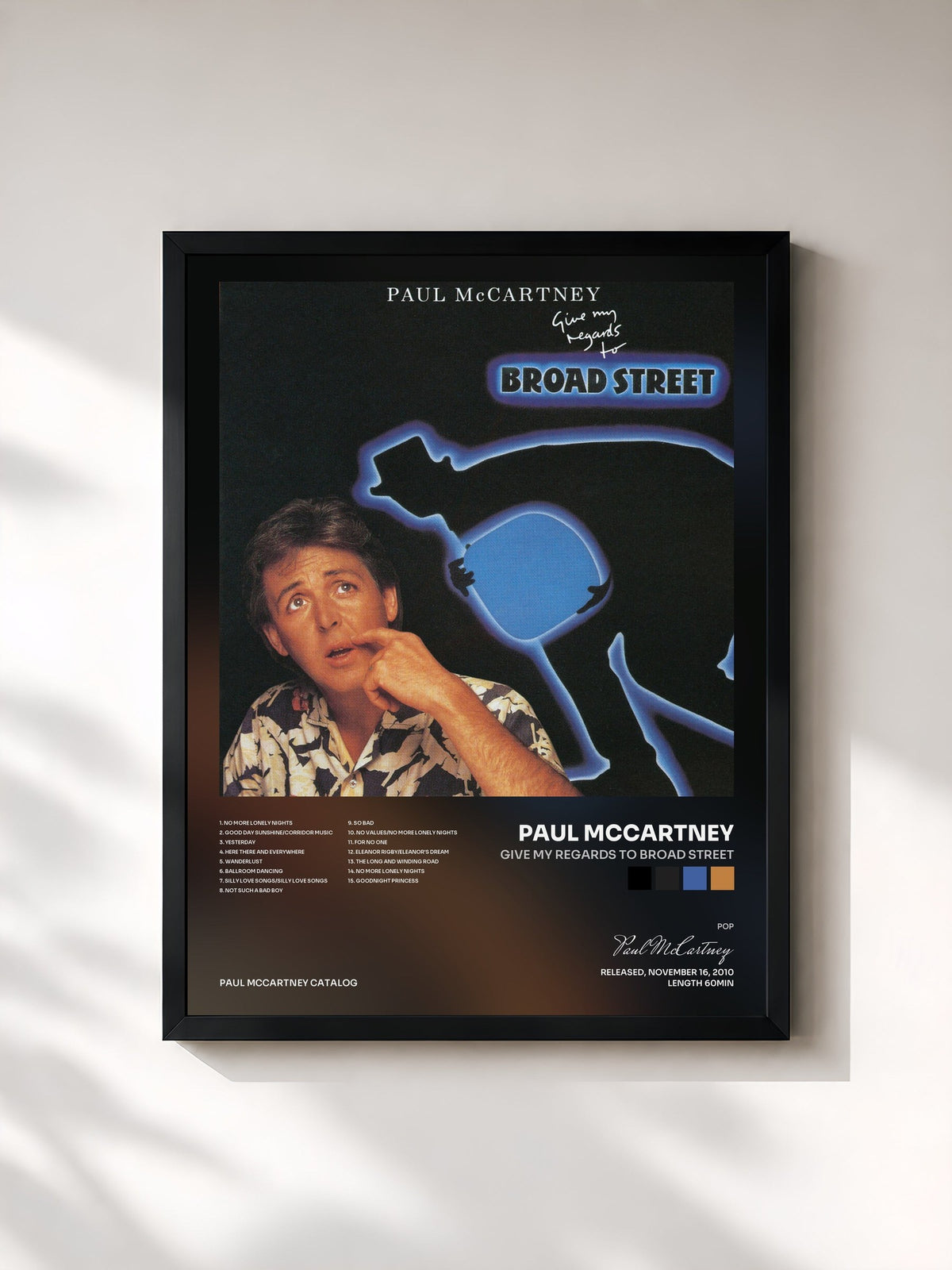 #noir Tableau de l'album Give My Regards To Broad Street de Paul McCartney, cadre noir, imprimé et encadré en France