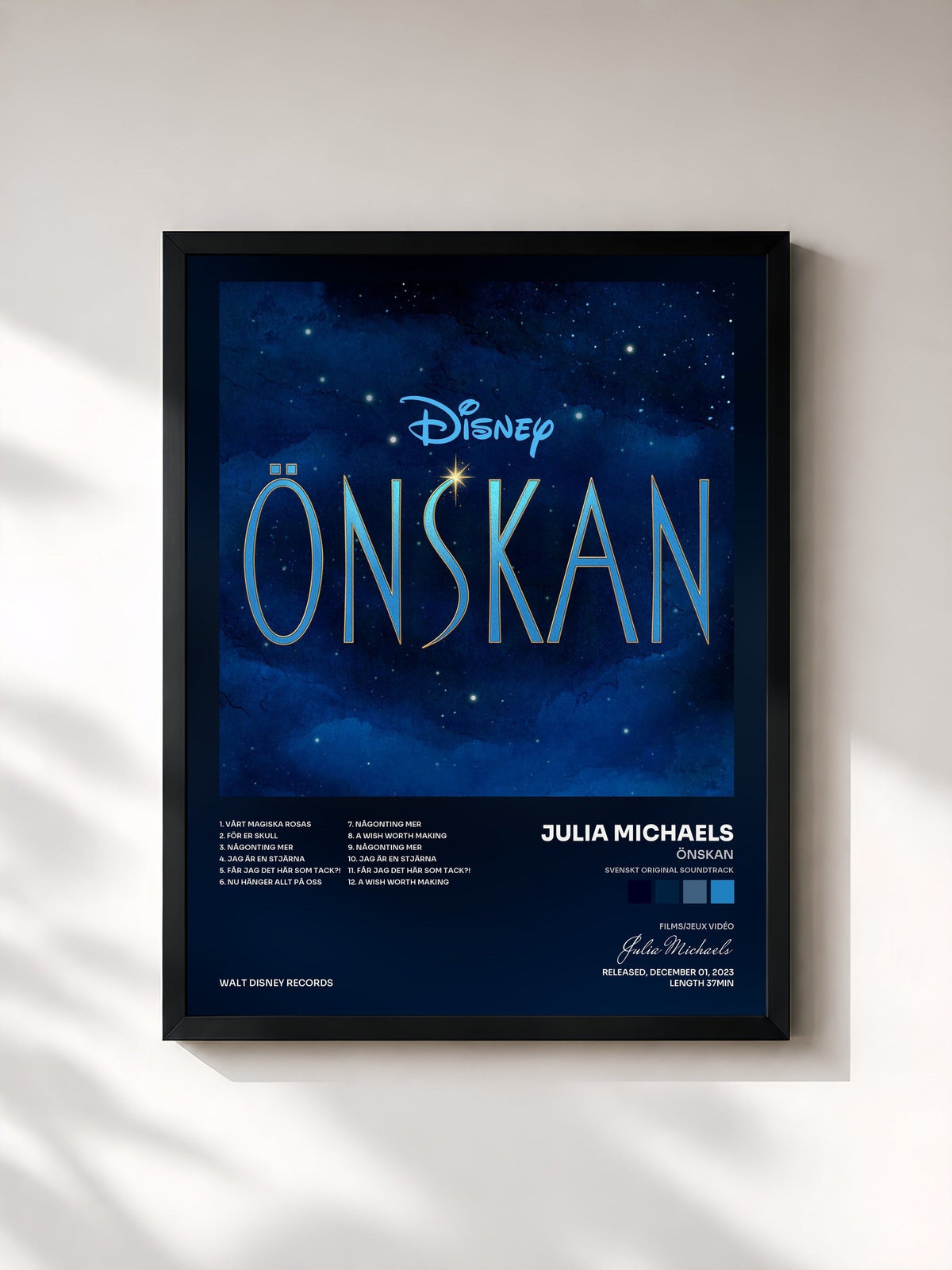 #noir Tableau de l'album Önskan (Svenskt Original Soundtrack) de Julia Michaels, cadre noir, imprimé et encadré en France