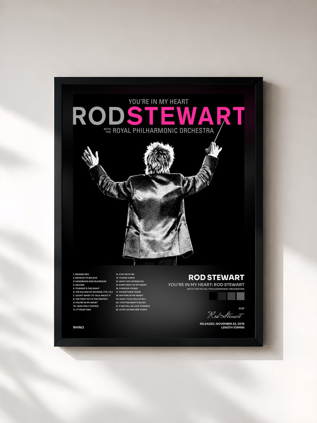 #noir You're In My Heart: Rod Stewart (with The Royal Philharmonic Orchestra) by Rod Stewart as a framed art print, black frame, printed and framed in France