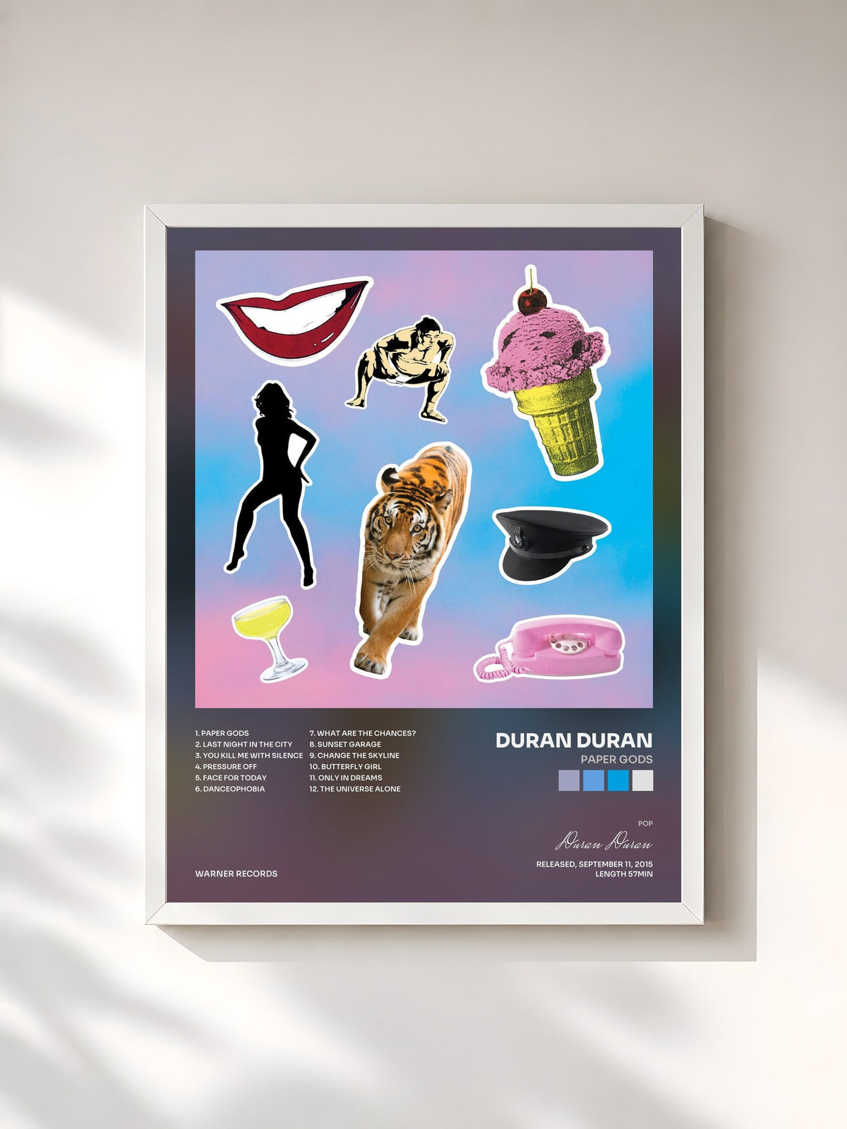 #blanc Tableau de l'album Paper Gods de Duran Duran, cadre blanc, imprimé et encadré en France