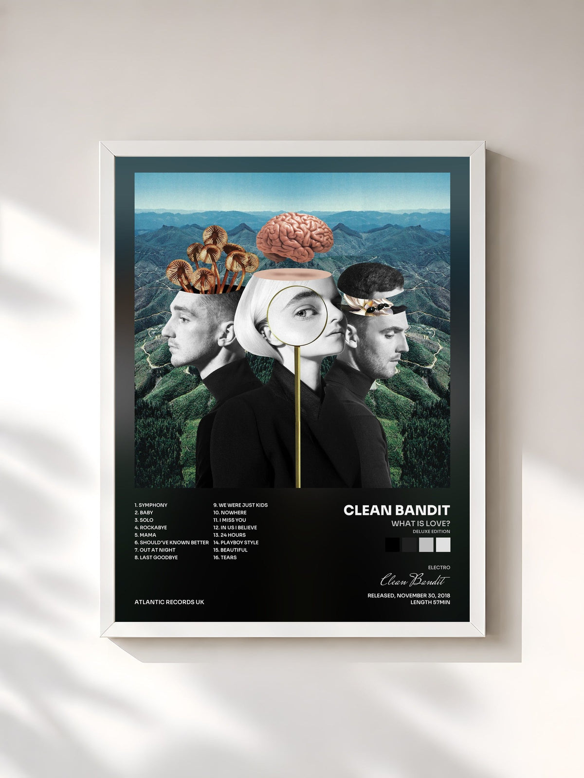 #blanc Tableau de l'album What Is Love? (Deluxe Edition) de Clean Bandit, cadre blanc, imprimé et encadré en France