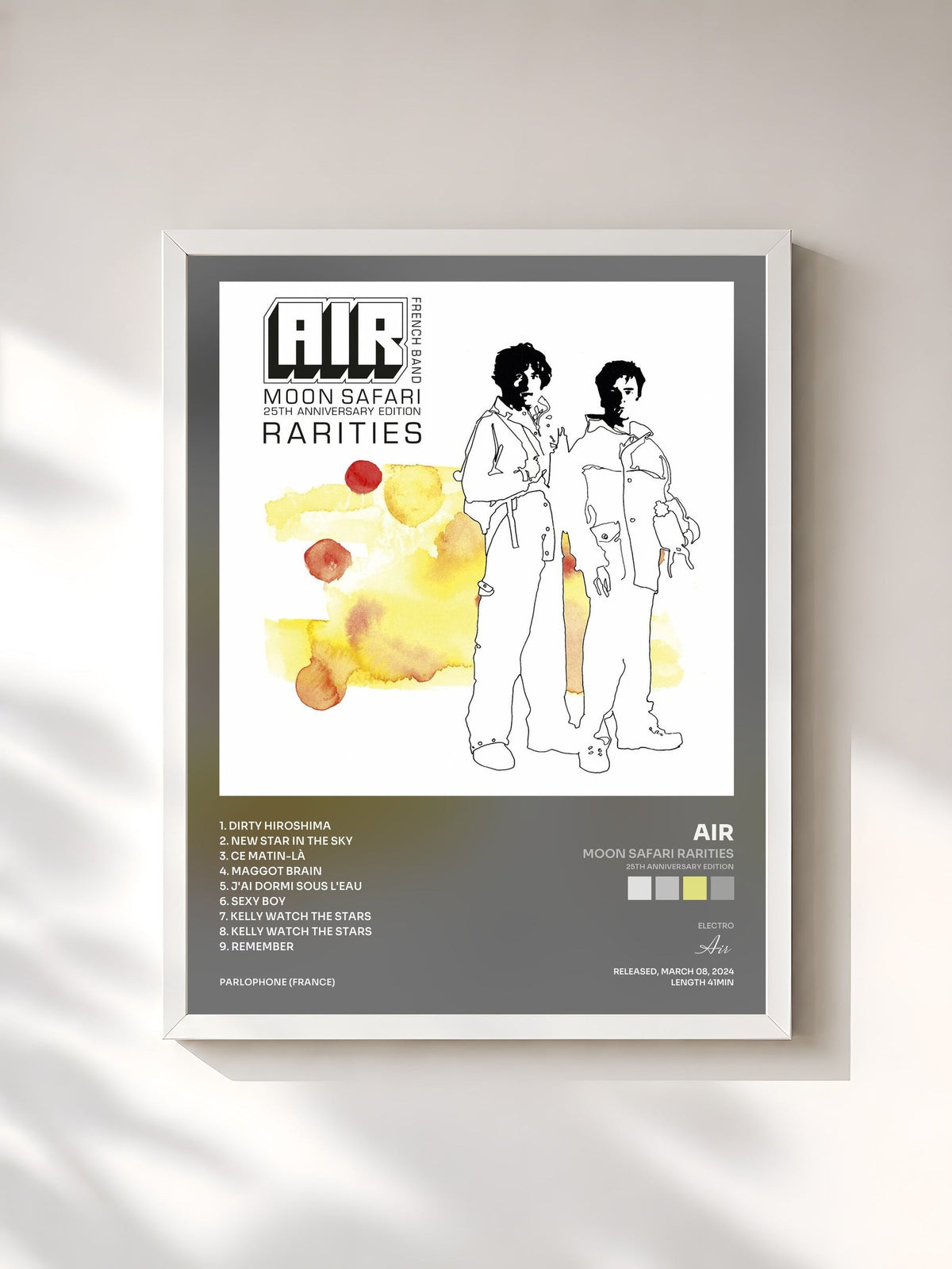 #blanc Tableau de l'album Moon Safari Rarities (25th Anniversary Edition) de Air, cadre blanc, imprimé et encadré en France