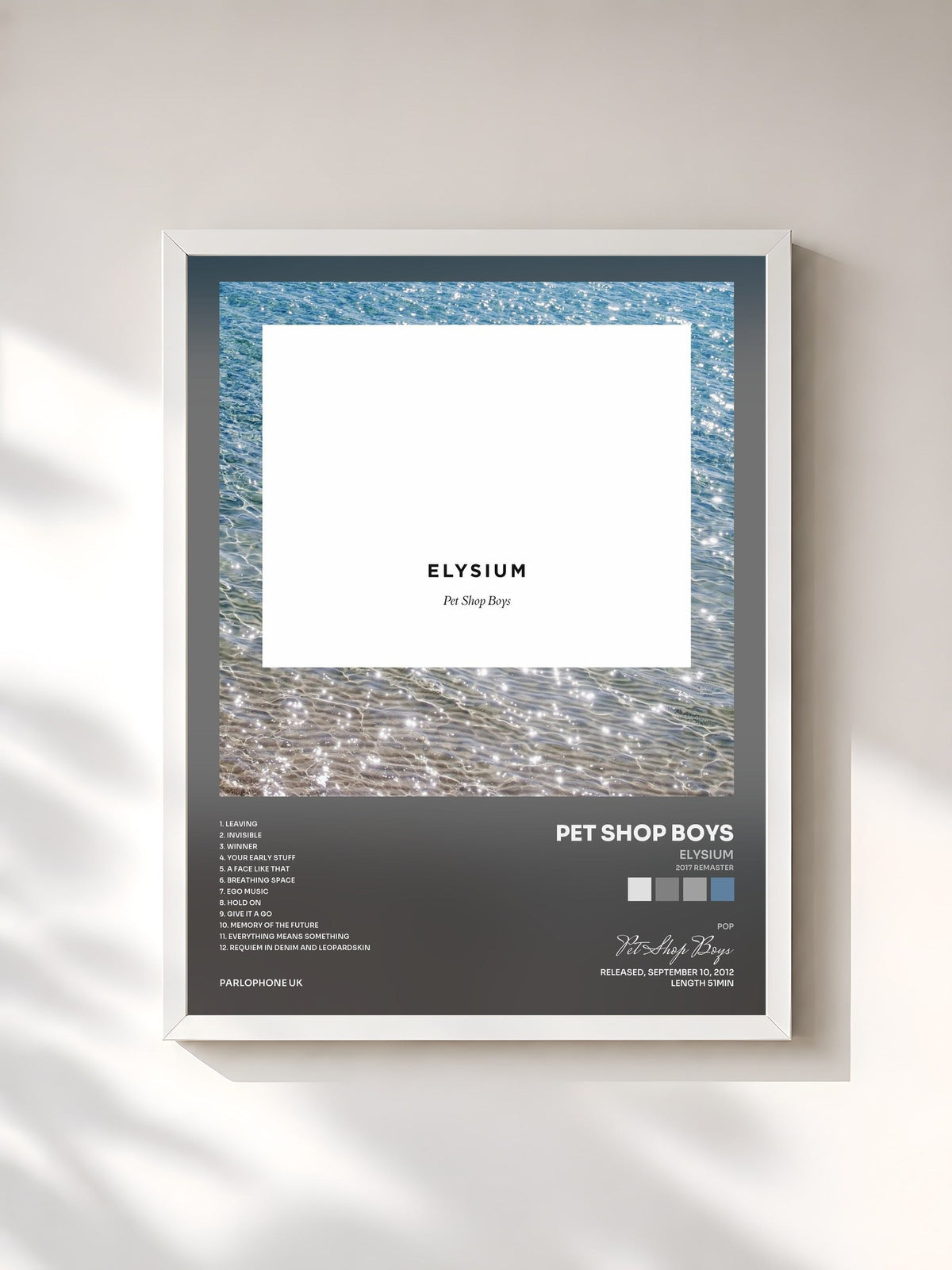 #blanc Tableau de l'album Elysium (2017 Remaster) de Pet Shop Boys, cadre blanc, imprimé et encadré en France