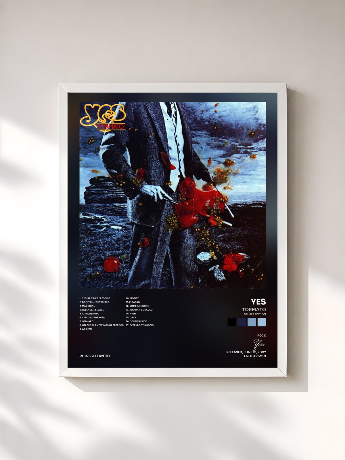 #blanc Tormato (Deluxe Edition) de Yes en lámina enmarcada, marco blanco, impresa y enmarcada en Francia