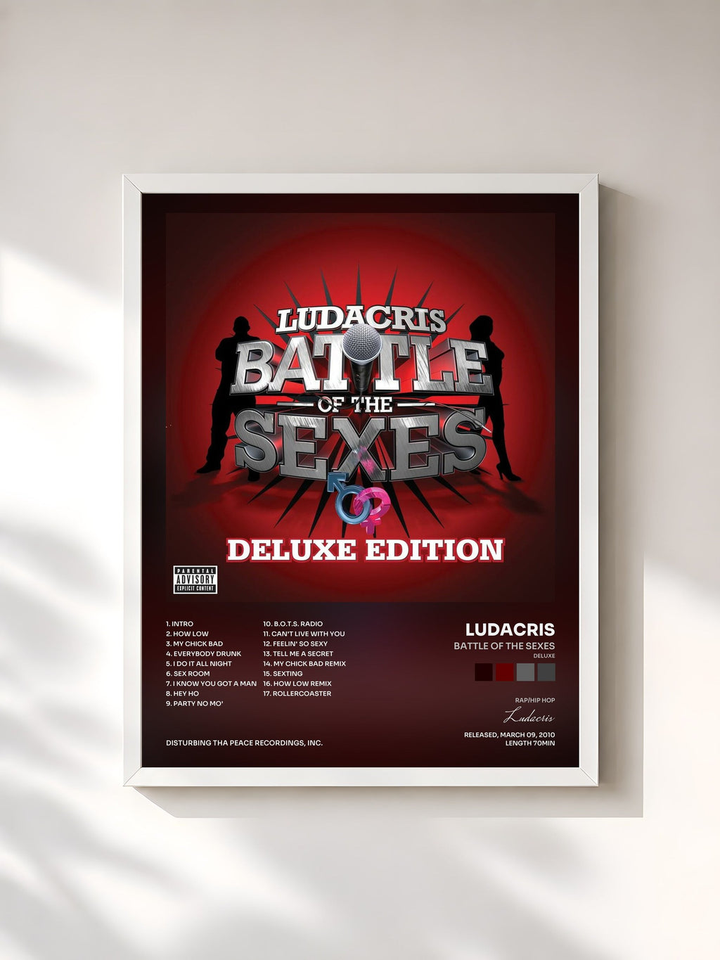#blanc Battle Of The Sexes (Deluxe) by Ludacris as a framed art print, white frame, printed and framed in France