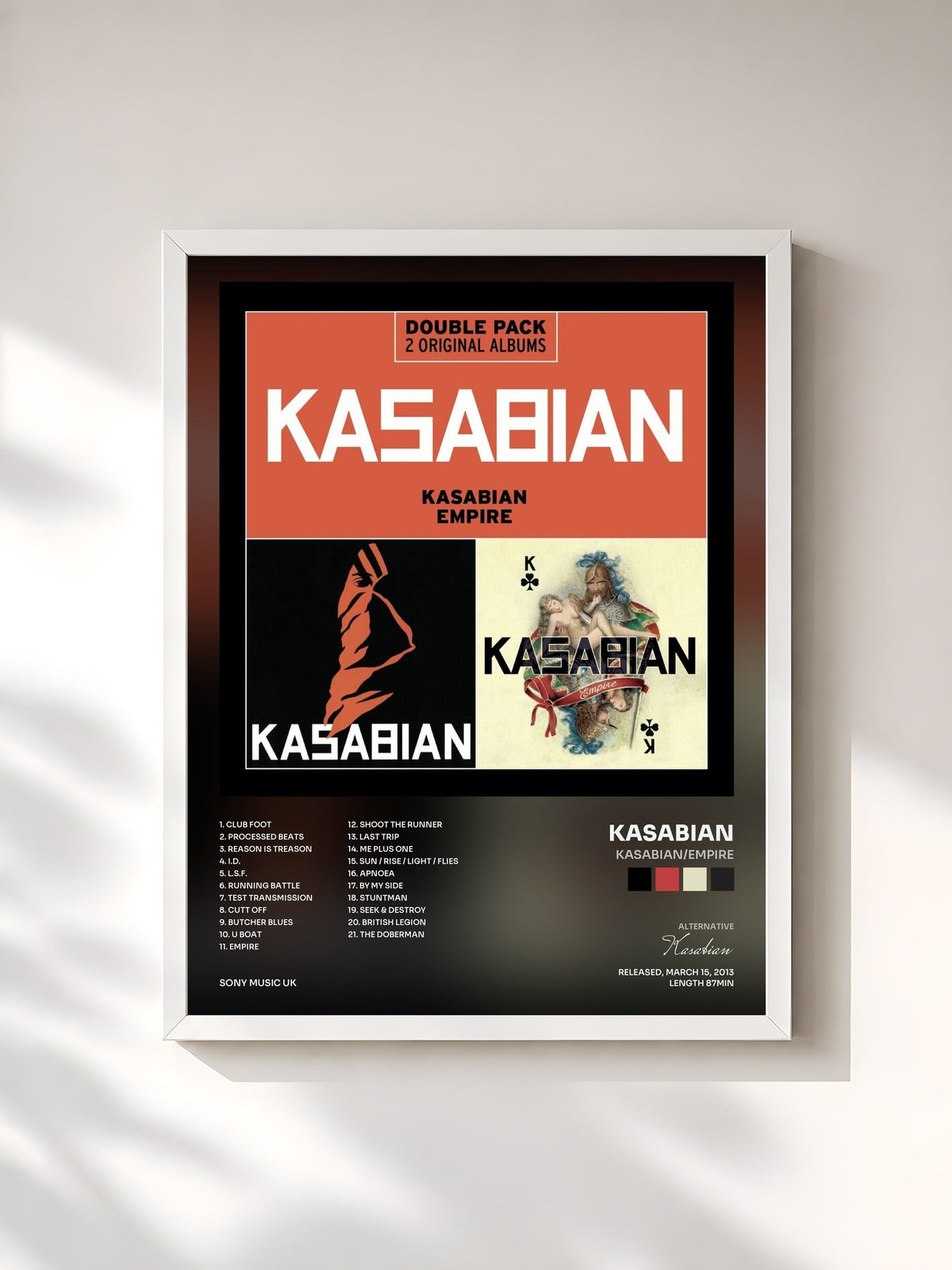 #blanc Tableau de l'album Kasabian/Empire de Kasabian, cadre blanc, imprimé et encadré en France