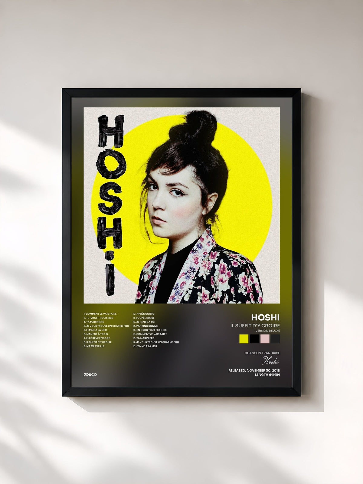 #noir Tableau de l'album Il suffit d'y croire (Version deluxe) de Hoshi, cadre noir, imprimé et encadré en France