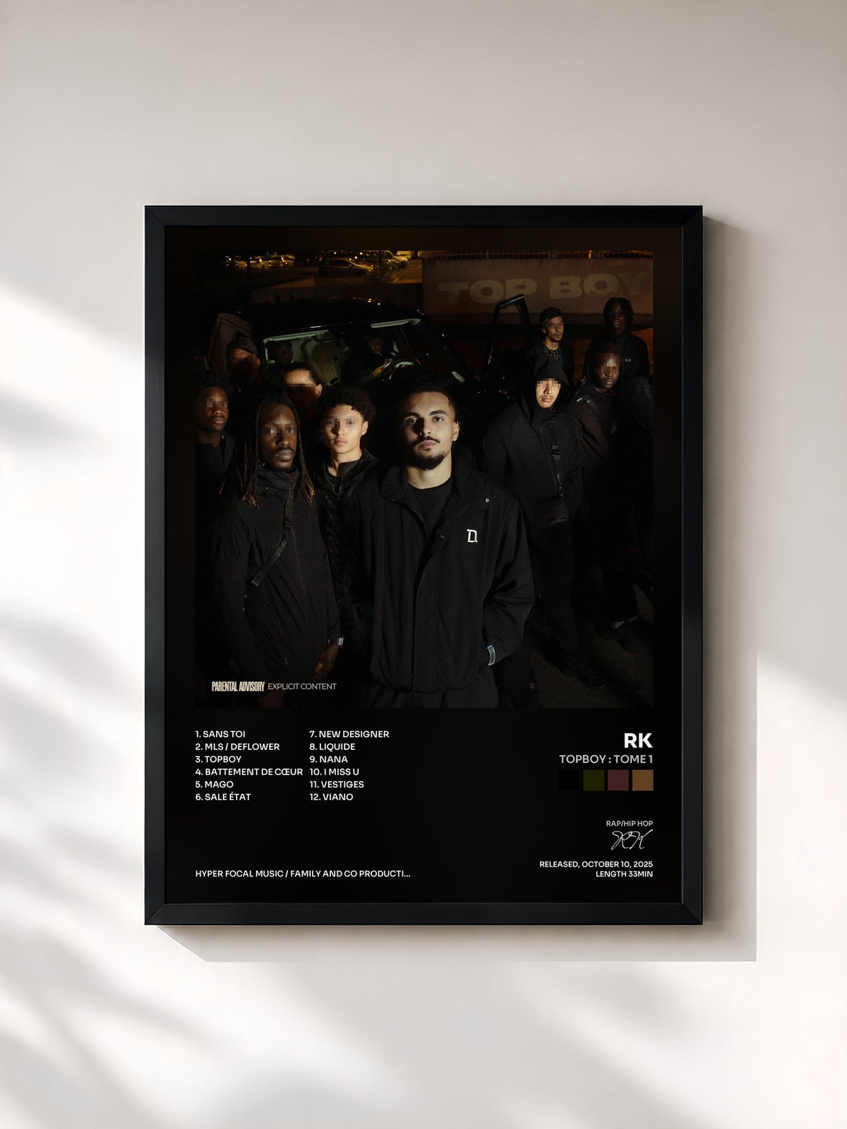 #noir Tableau de l'album TOPBOY: Tome 1 de RK, cadre noir, imprimé et encadré en France