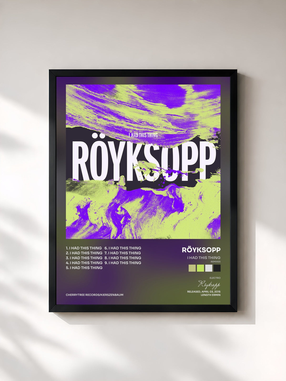 #noir Tableau de l'album I Had This Thing (Remixes) de Röyksopp, cadre noir, imprimé et encadré en France
