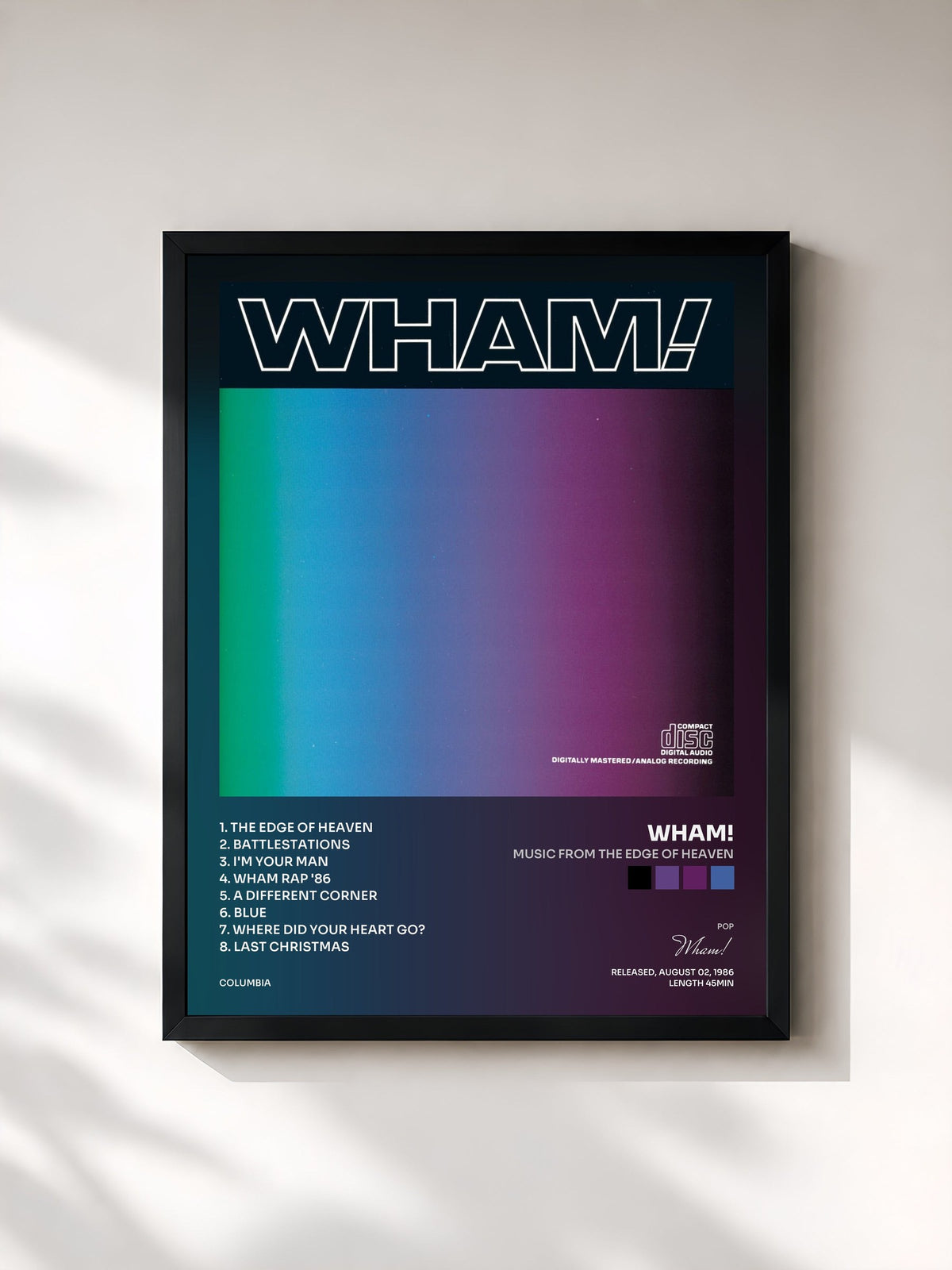 #noir Music From The Edge Of Heaven von Wham! als gerahmter Kunstdruck, schwarzer Rahmen, gedruckt und gerahmt in Frankreich