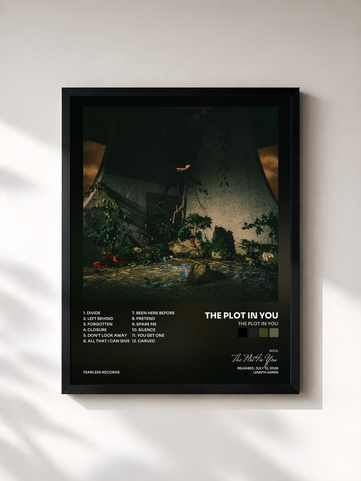 #noir Tableau de l'album The Plot In You de The Plot In You, cadre noir, imprimé et encadré en France