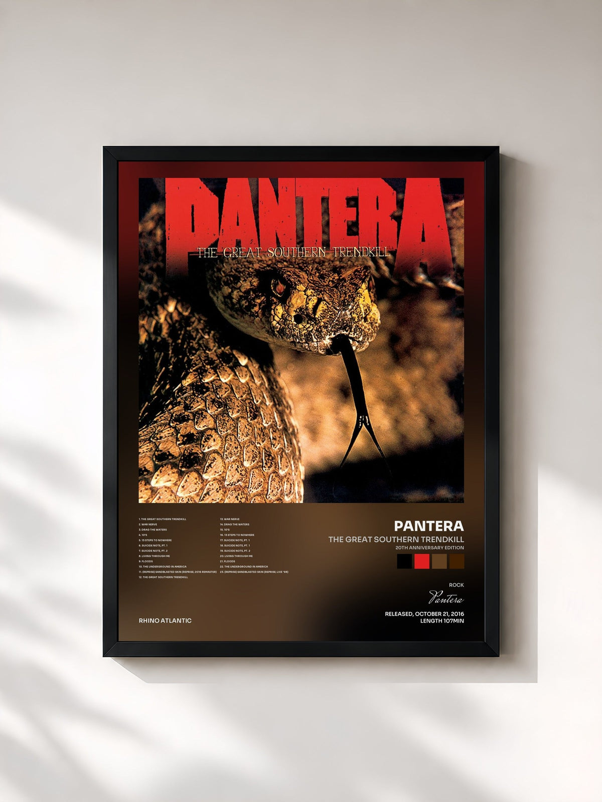 #noir Tableau de l'album The Great Southern Trendkill (20th Anniversary Edition) de Pantera, cadre noir, imprimé et encadré en France