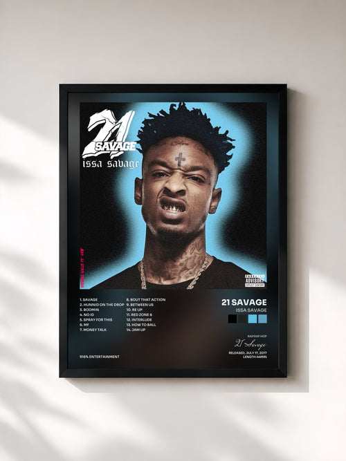 #noir Issa Savage by 21 Savage as a framed art print, black frame, printed and framed in France