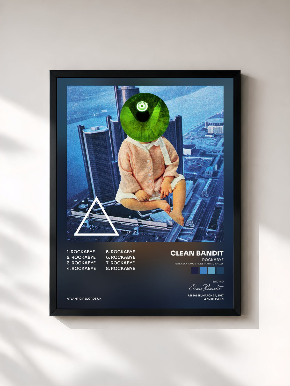#noir Tableau de l'album Rockabye (feat. Sean Paul & Anne-Marie) (Remixes) de Clean Bandit, cadre noir, imprimé et encadré en France