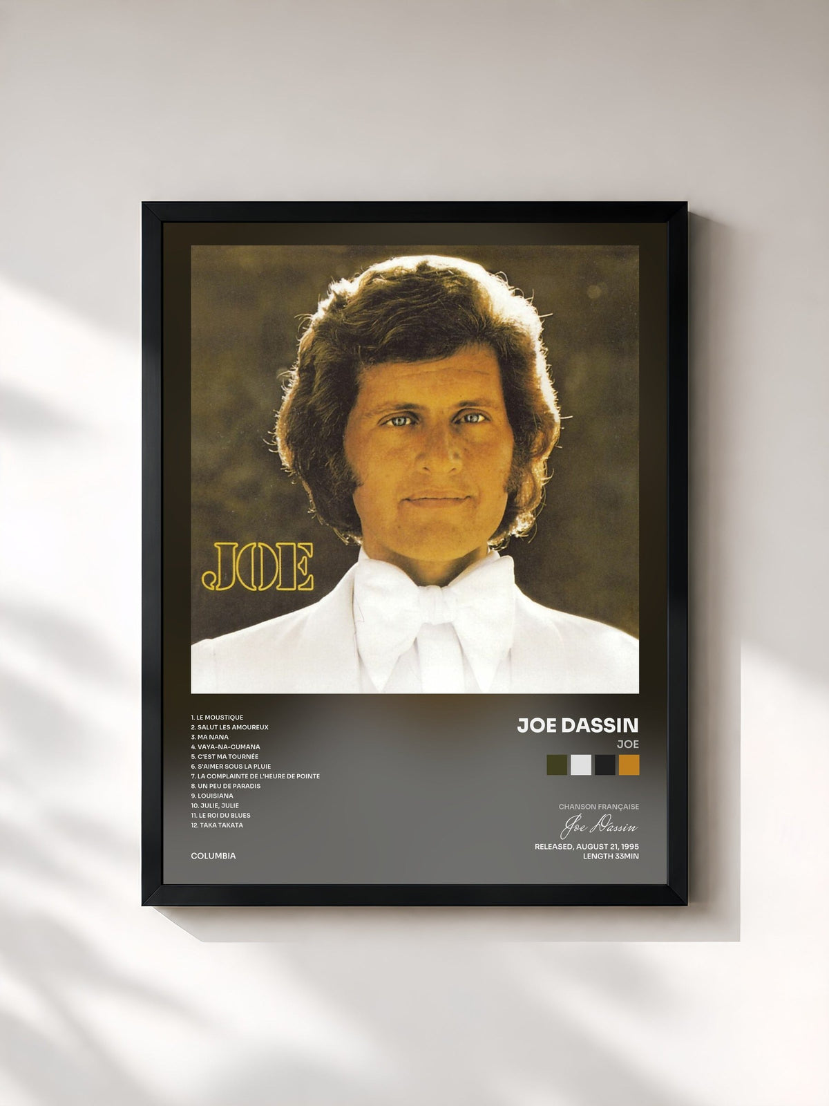 #noir Joe by Joe Dassin as a framed art print, black frame, printed and framed in France