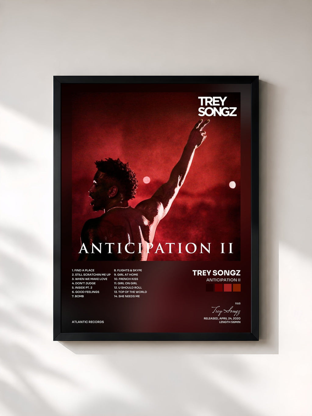 #noir Anticipation II de Trey Songz en lámina enmarcada, marco negro, impresa y enmarcada en Francia