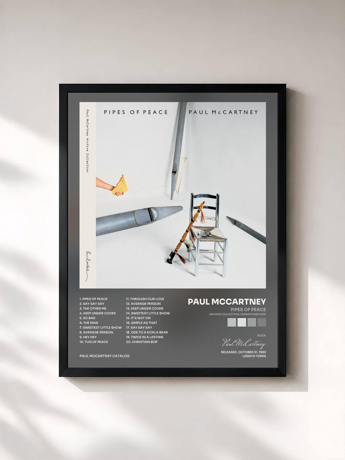 #noir Pipes Of Peace (Archive Collection / Remastered 2015) de Paul McCartney en lámina enmarcada, marco negro, impresa y enmarcada en Francia