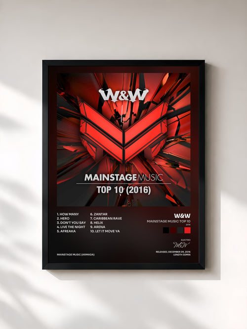 W&W · Mainstage Music Top 10 (2016) — Gerahmter Kunstdruck