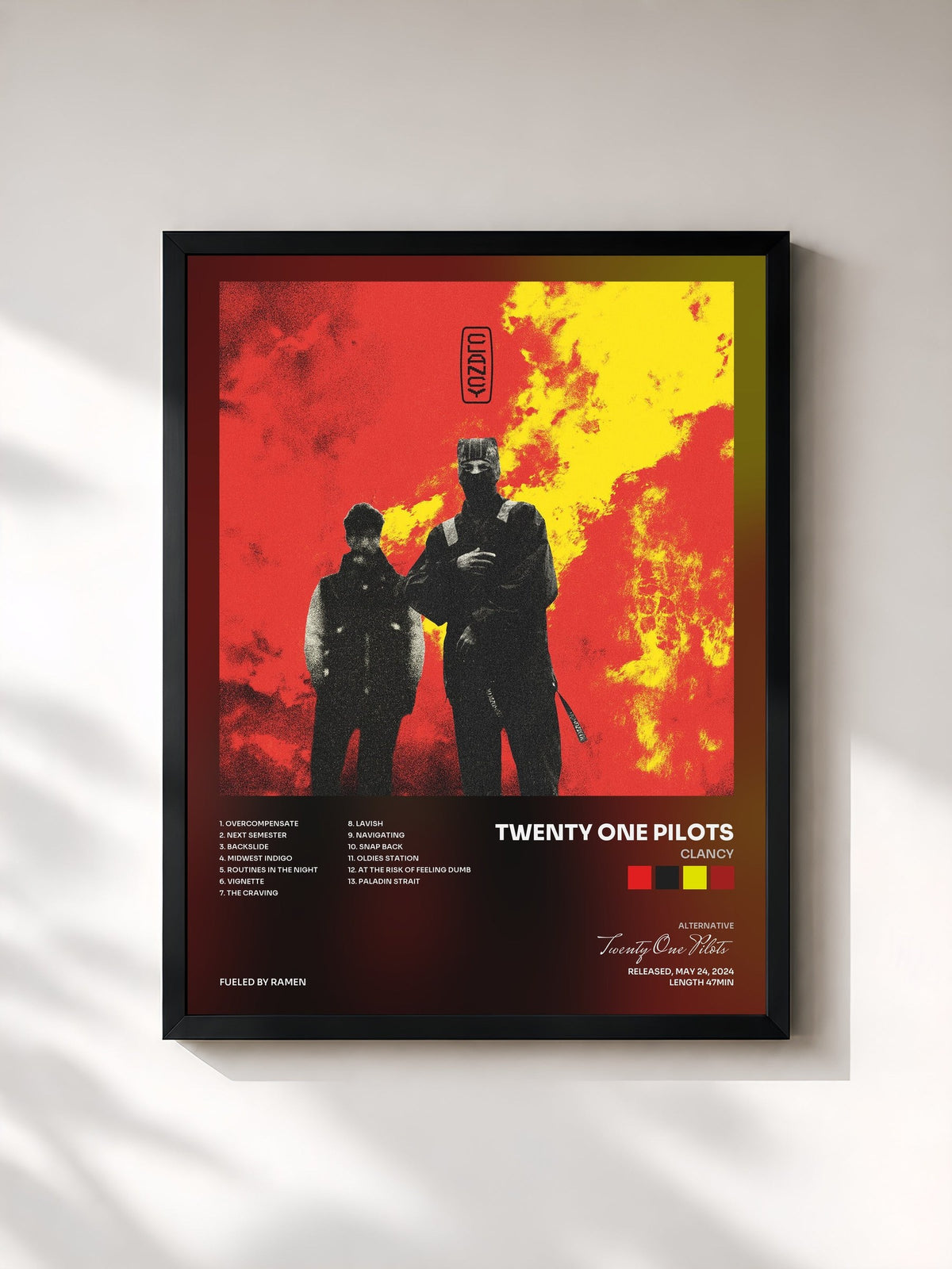 #noir Tableau de l'album Clancy de Twenty One Pilots, cadre noir, imprimé et encadré en France