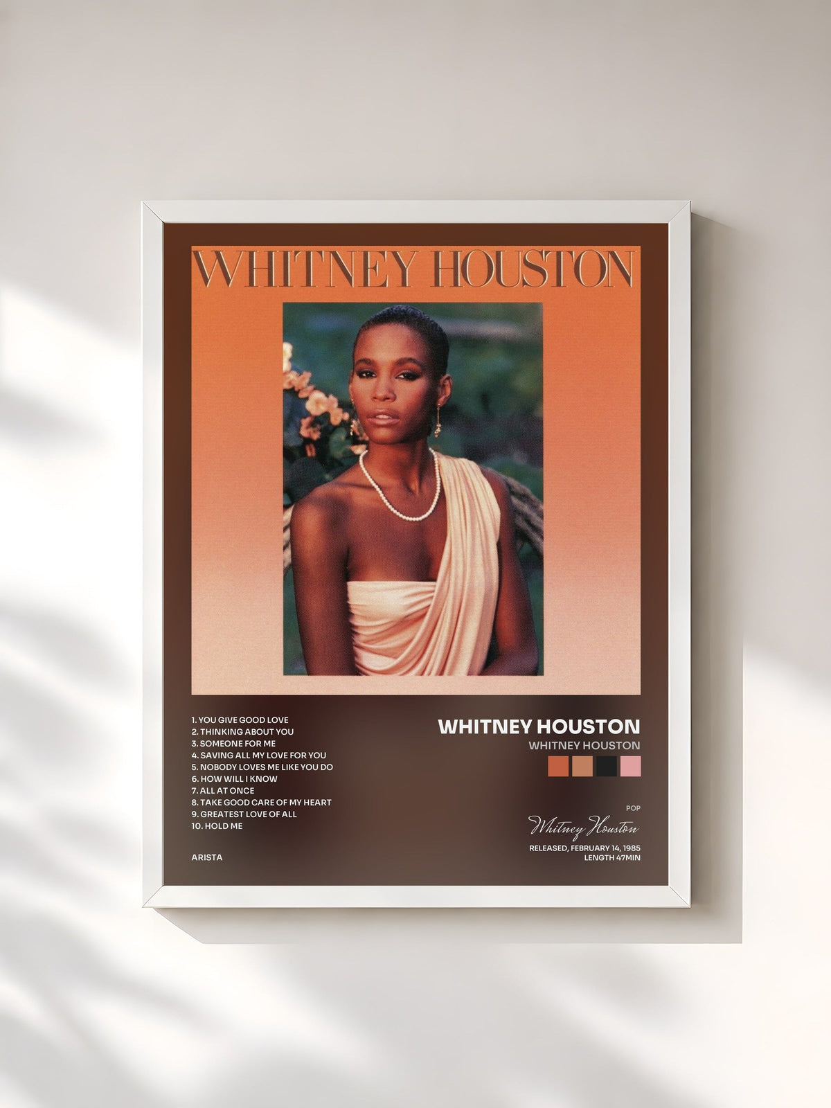 #blanc Whitney Houston di Whitney Houston in stampa incorniciata, cornice bianca, stampata e incorniciata in Francia