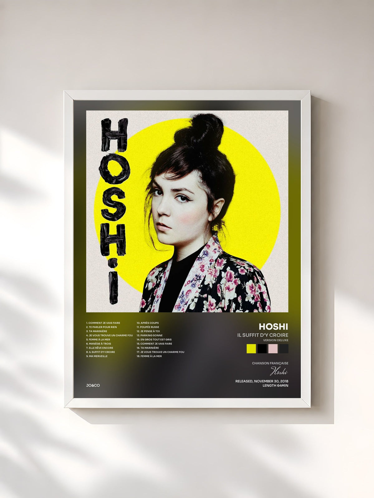 #blanc Tableau de l'album Il suffit d'y croire (Version deluxe) de Hoshi, cadre blanc, imprimé et encadré en France