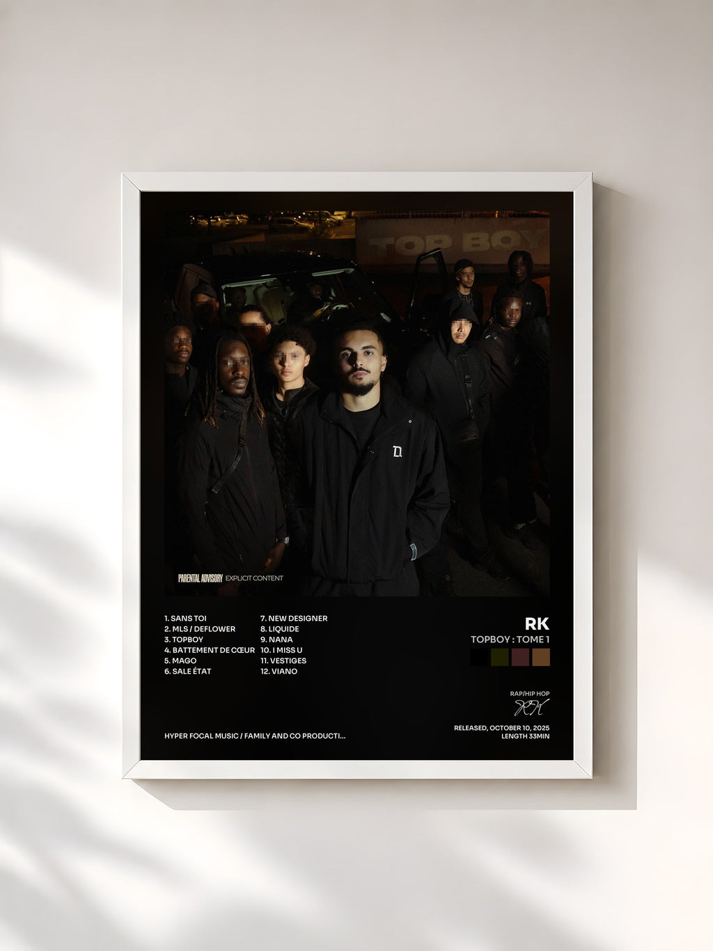 #blanc Tableau de l'album TOPBOY: Tome 1 de RK, cadre blanc, imprimé et encadré en France