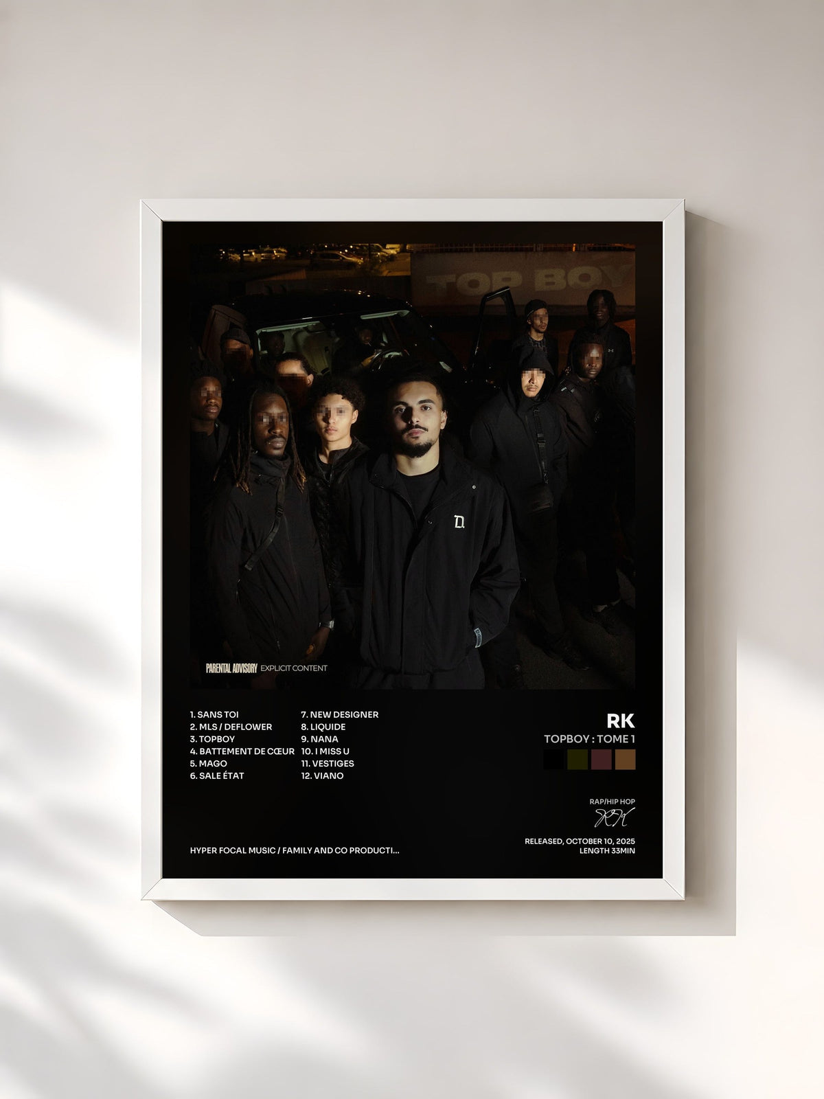 #blanc Tableau de l'album TOPBOY: Tome 1 de RK, cadre blanc, imprimé et encadré en France