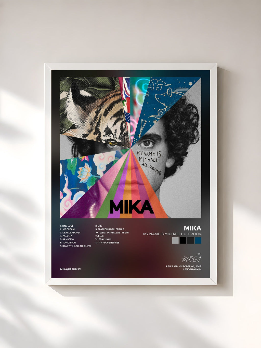 #blanc My Name Is Michael Holbrook von MIKA als gerahmter Kunstdruck, weißer Rahmen, gedruckt und gerahmt in Frankreich