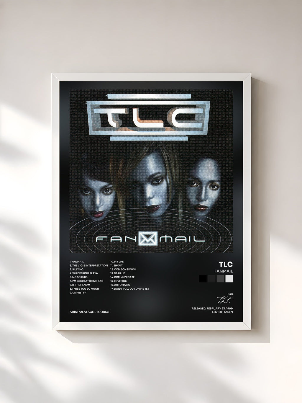 #blanc Tableau de l'album Fanmail de TLC, cadre blanc, imprimé et encadré en France