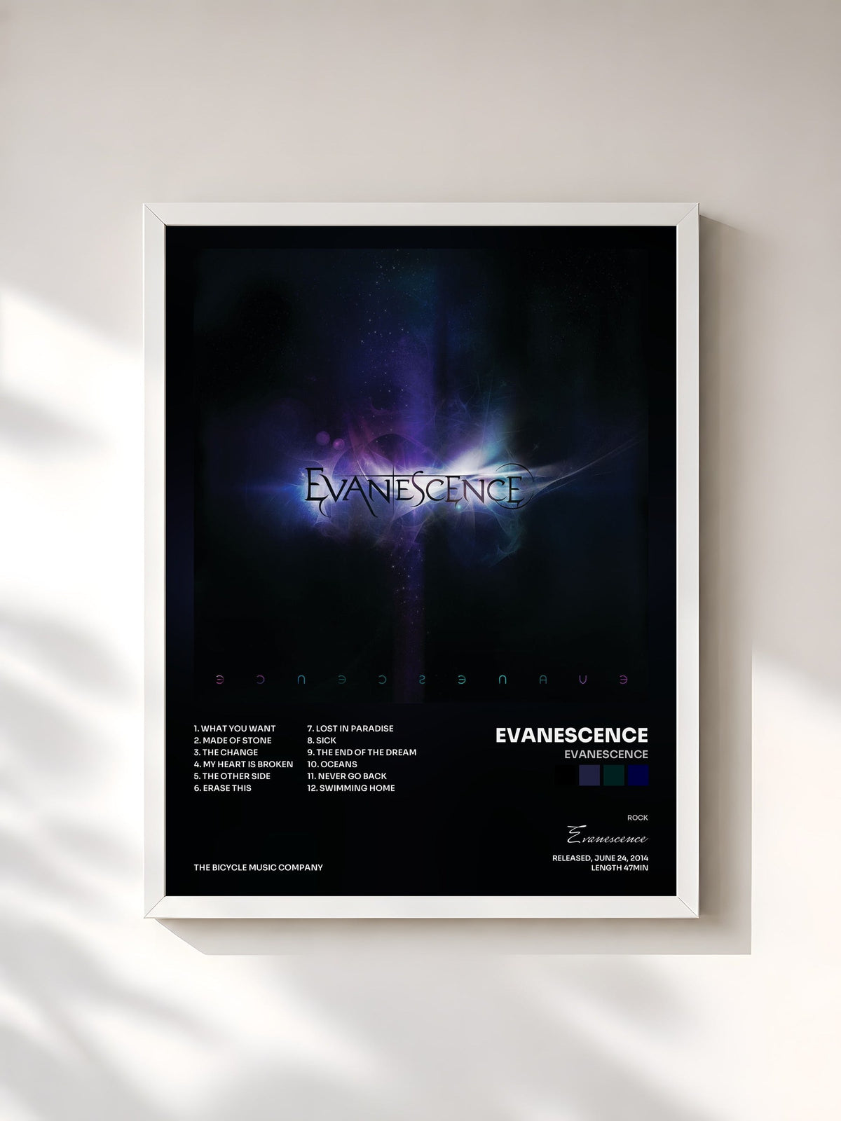 #blanc Tableau de l'album Evanescence de Evanescence, cadre blanc, imprimé et encadré en France