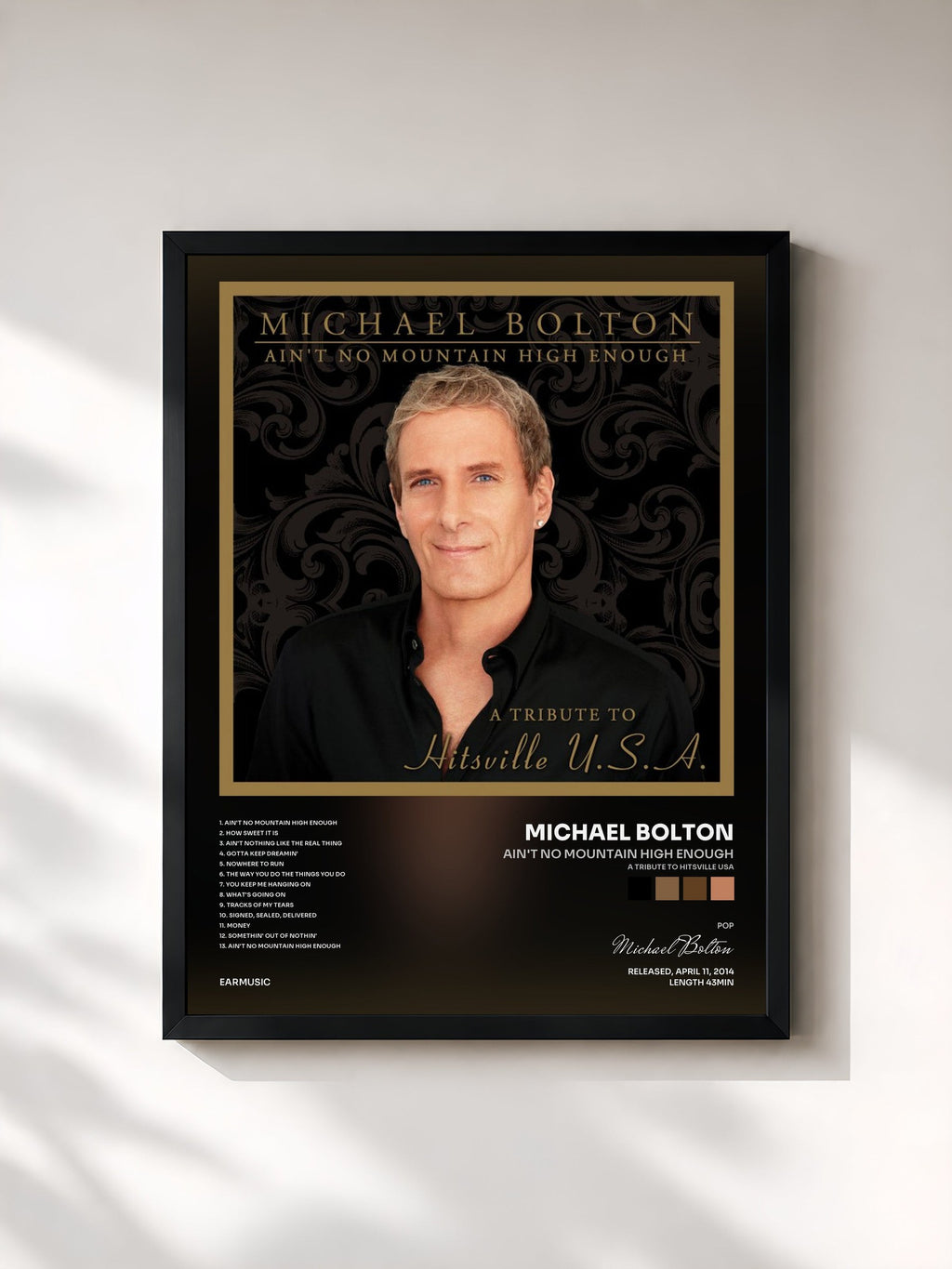 #noir Ain't No Mountain High Enough (A Tribute to Hitsville USA) by Michael Bolton as a framed art print, black frame, printed and framed in France
