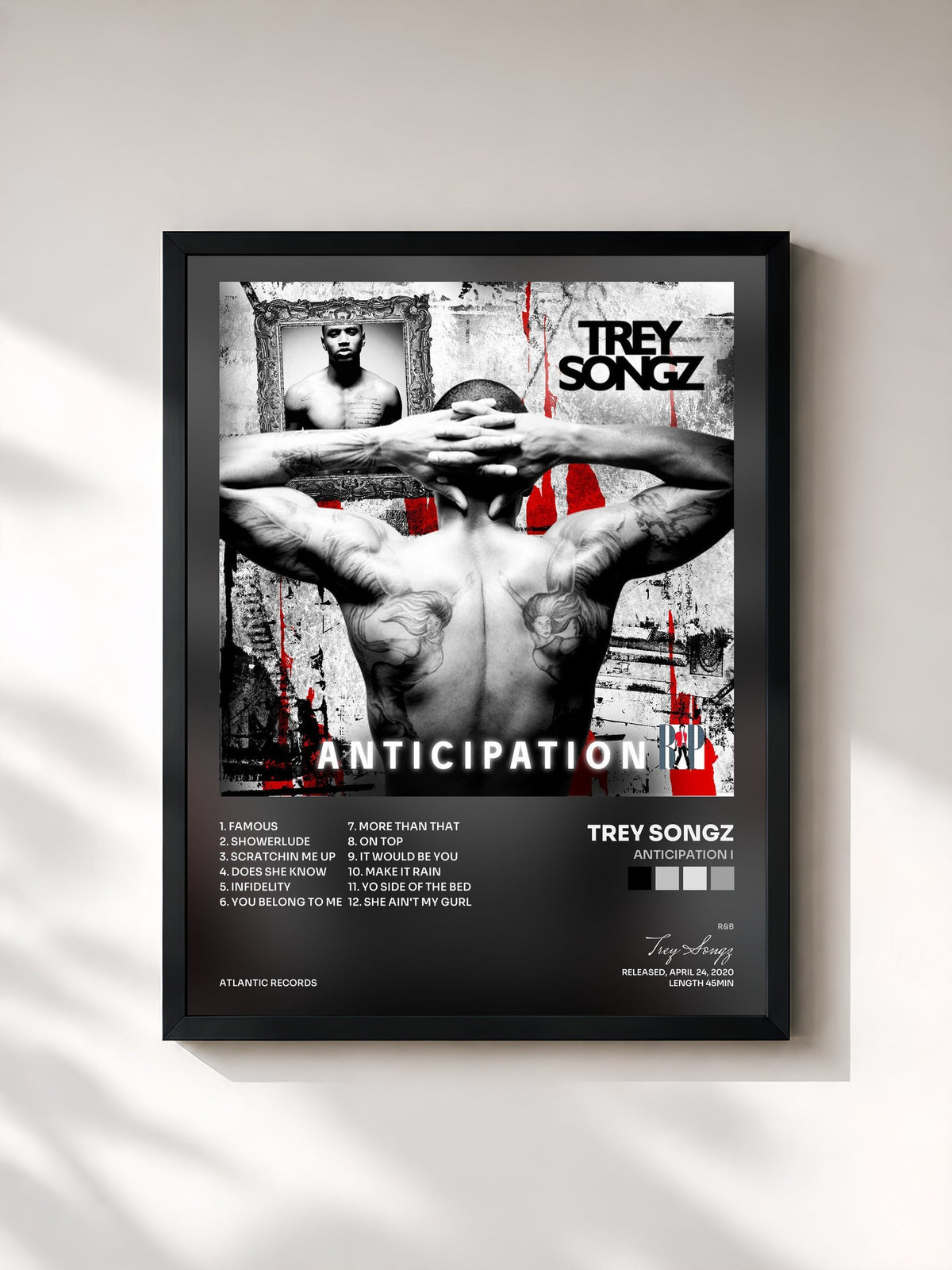 #noir Tableau de l'album Anticipation I de Trey Songz, cadre noir, imprimé et encadré en France