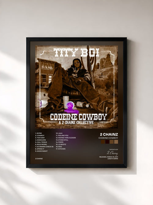 #noir Codeine Cowboy by 2 Chainz as a framed art print, black frame, printed and framed in France