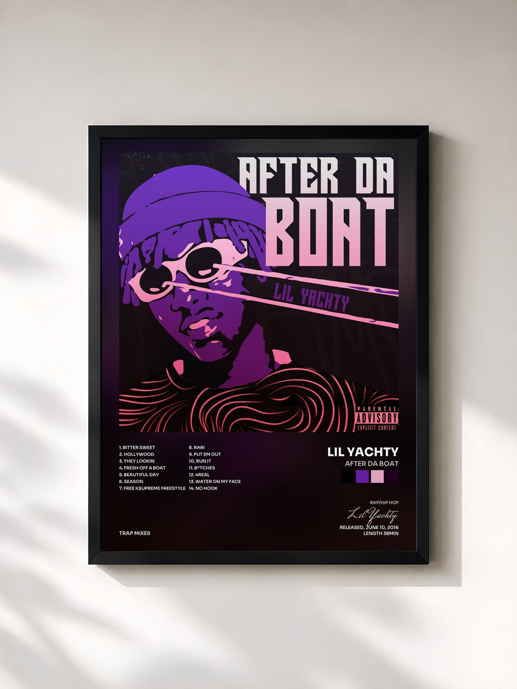 #noir Tableau de l'album After Da Boat de Lil Yachty, cadre noir, imprimé et encadré en France