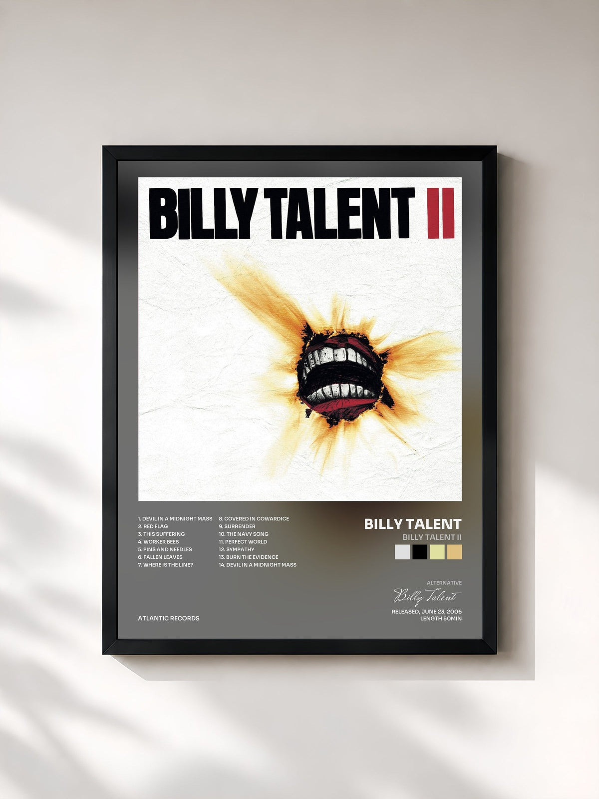 #noir Billy Talent II von Billy Talent als gerahmter Kunstdruck, schwarzer Rahmen, gedruckt und gerahmt in Frankreich